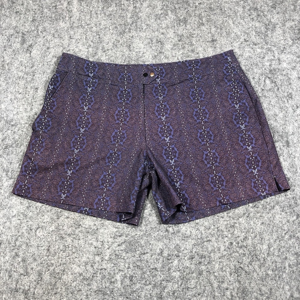 Nike Golf Shorts Womens 4 Purple Blue Baroque Print Bermuda Pockets Stretch